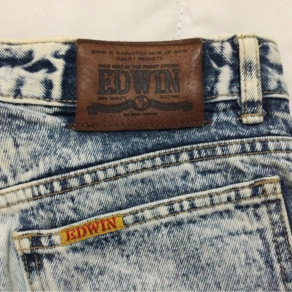 ✅ EDWIN JEANS Vintage 80’s Acid Stone Wash High Waisted Jeans Straight Leg